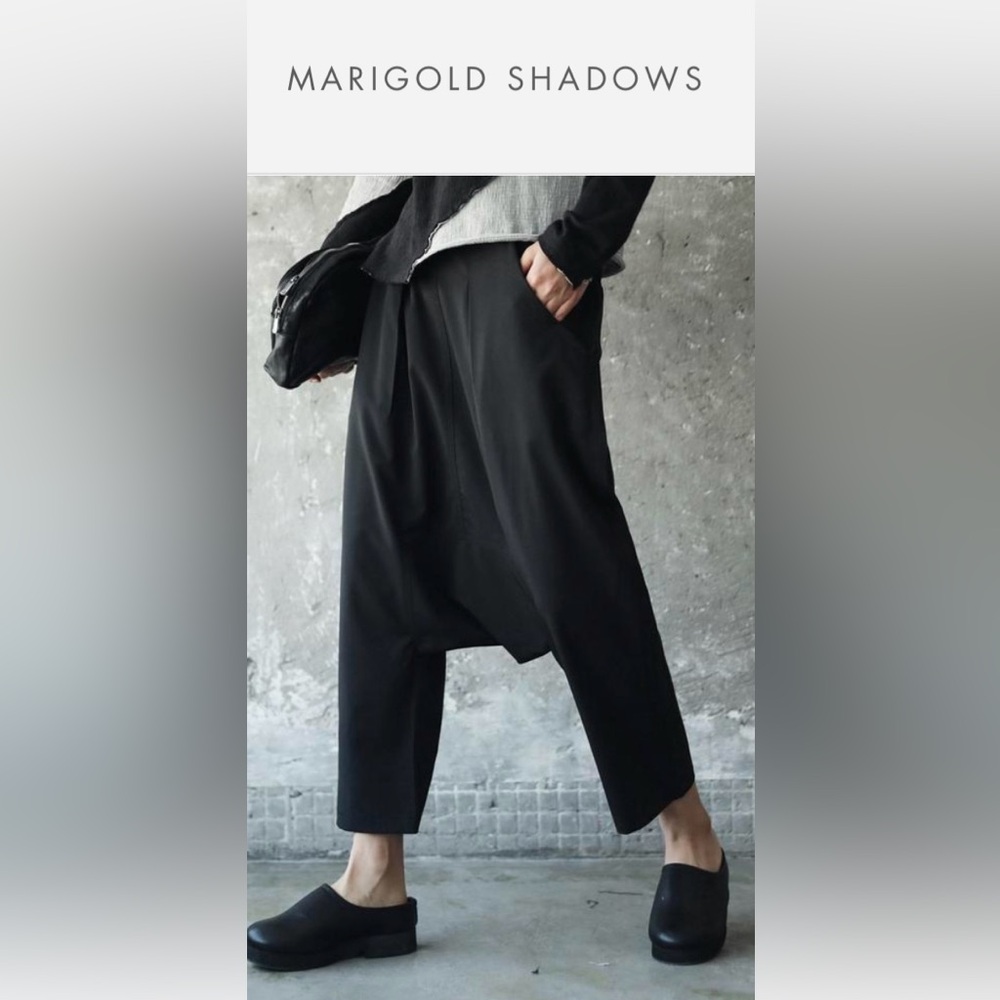 Marigold Shadows 
Stretchy drop crotch pant.
Size Small